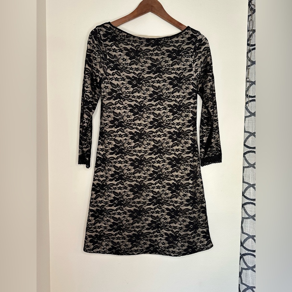 Veronica M Black Lace Long Sleeve Dress